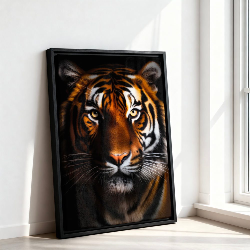 Le tableau accroché en situation dans un intérieur meublé.