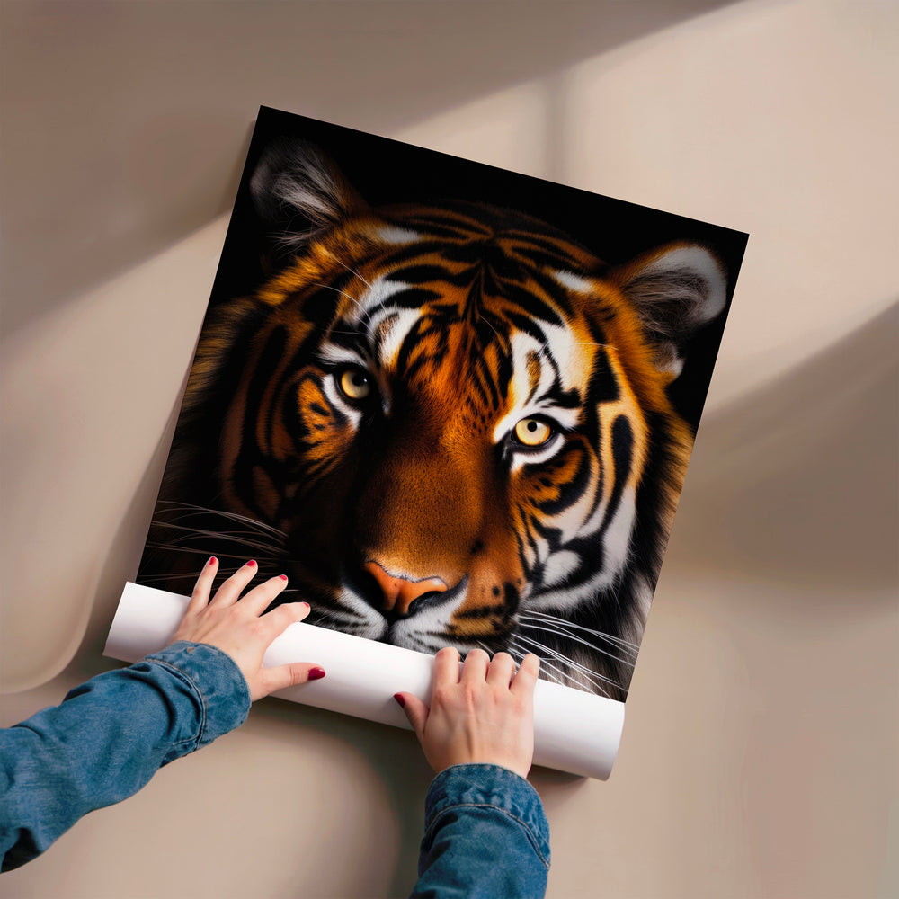 L'impression présentée en poster, sans encadrement, sur un mur neutre.