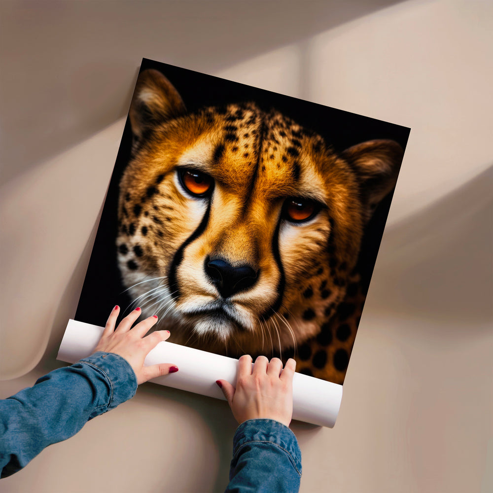 L'impression présentée en poster, sans encadrement, sur un mur neutre.