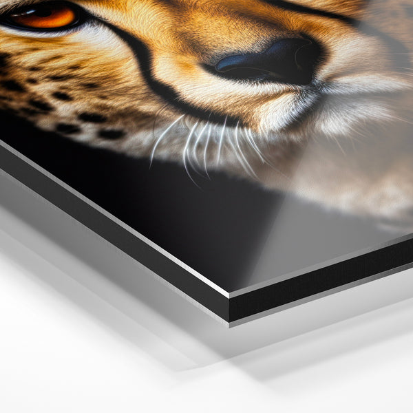Portrait de léopard aux yeux d'or et noir — Aluminium Dibond relief 3D