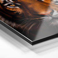 Gros plan du relief : la surépaisseur d'encre en lumière rasante sur aluminium Dibond.