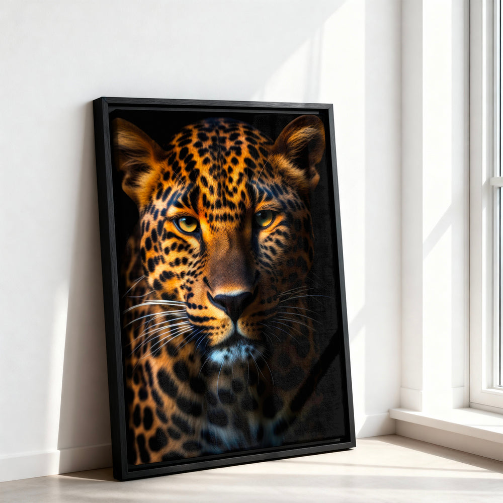 Le tableau accroché en situation dans un intérieur meublé.