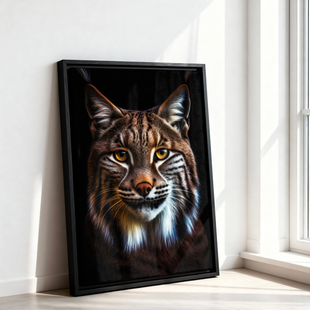 Le tableau accroché en situation dans un intérieur meublé.
