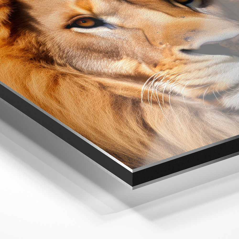 Gros plan du relief : la surépaisseur d'encre en lumière rasante sur aluminium Dibond.