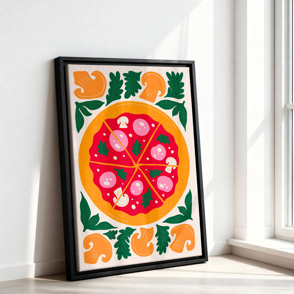 Le tableau accroché en situation dans un intérieur meublé.