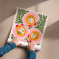 L'impression présentée en poster, sans encadrement, sur un mur neutre.