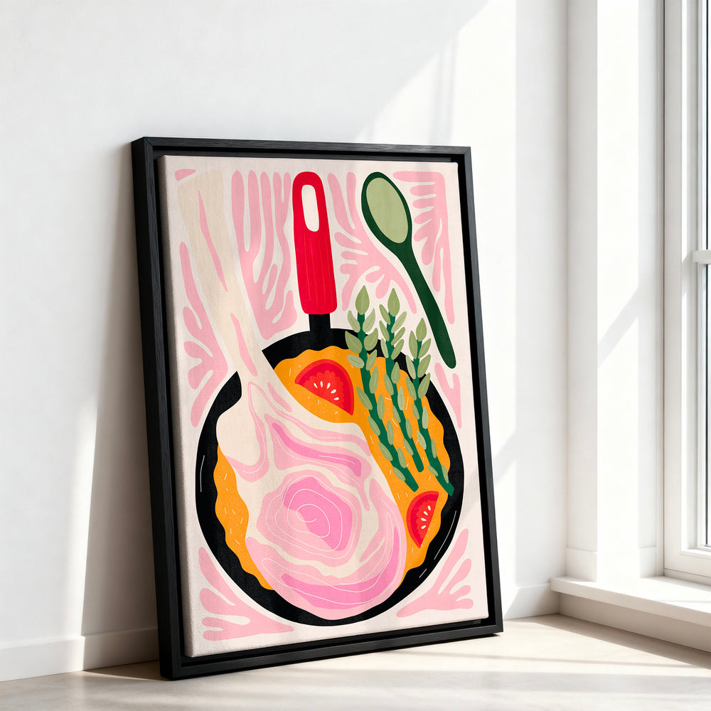 Le tableau accroché en situation dans un intérieur meublé.