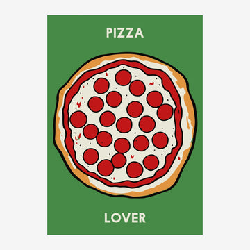 Affiche Pizza Lover pop art vert et rouge