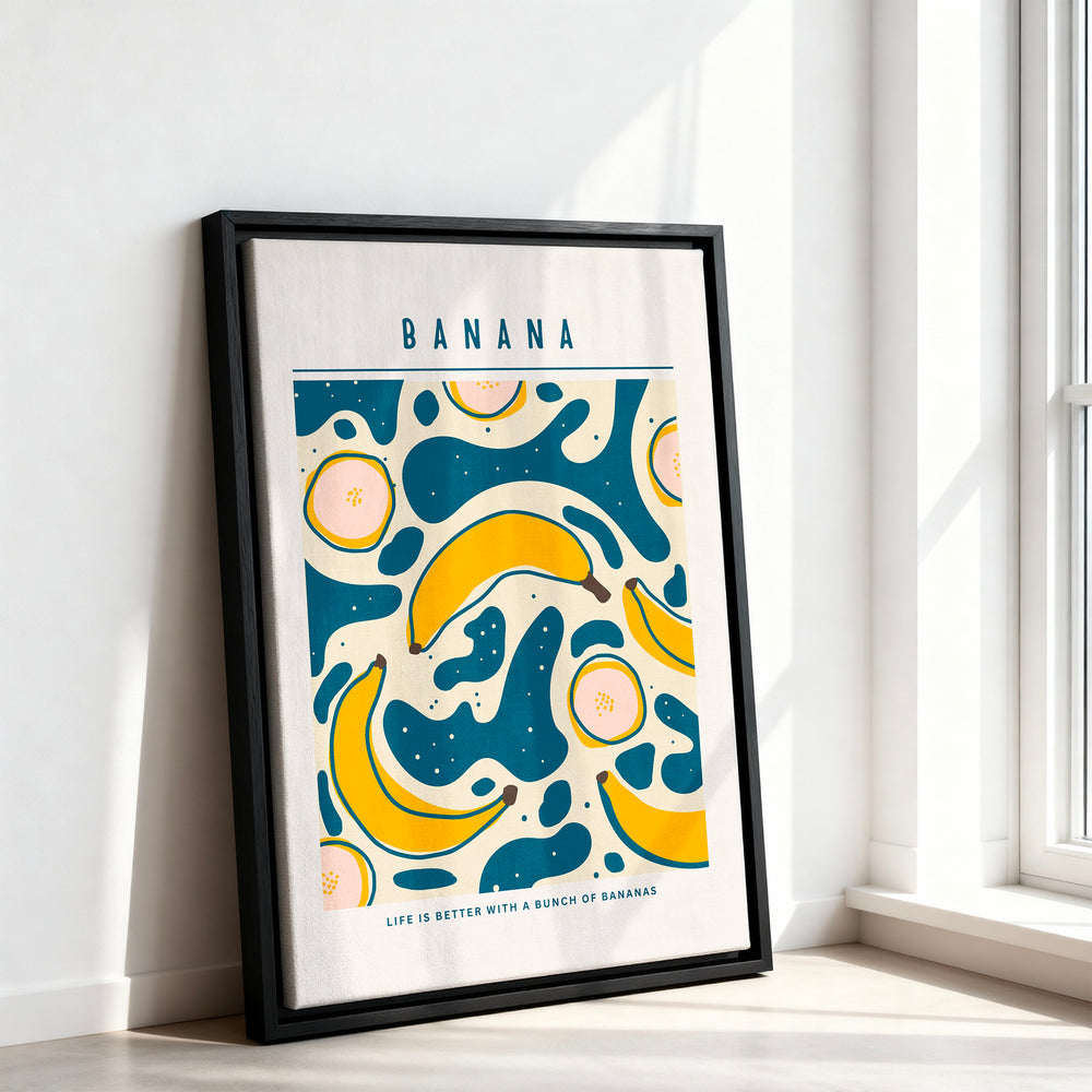 Le tableau accroché en situation dans un intérieur meublé.