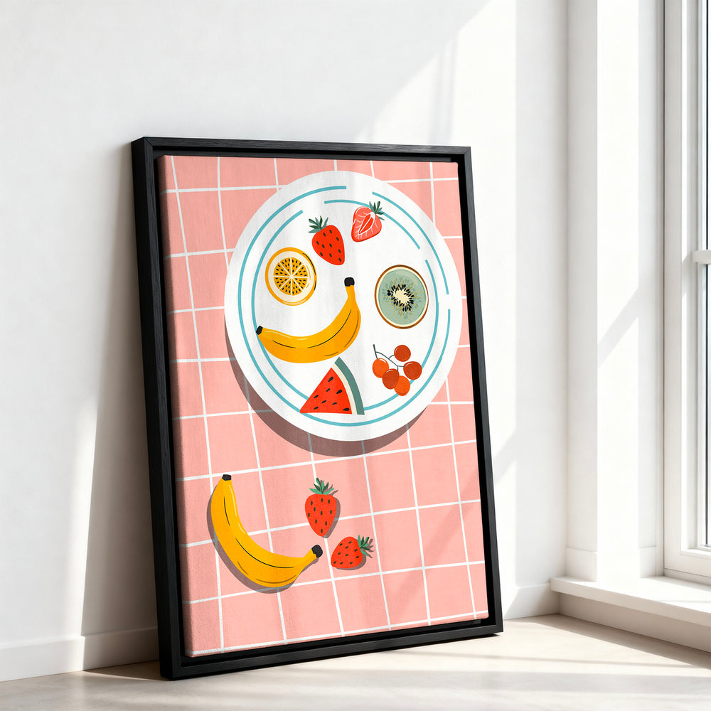 Le tableau accroché en situation dans un intérieur meublé.