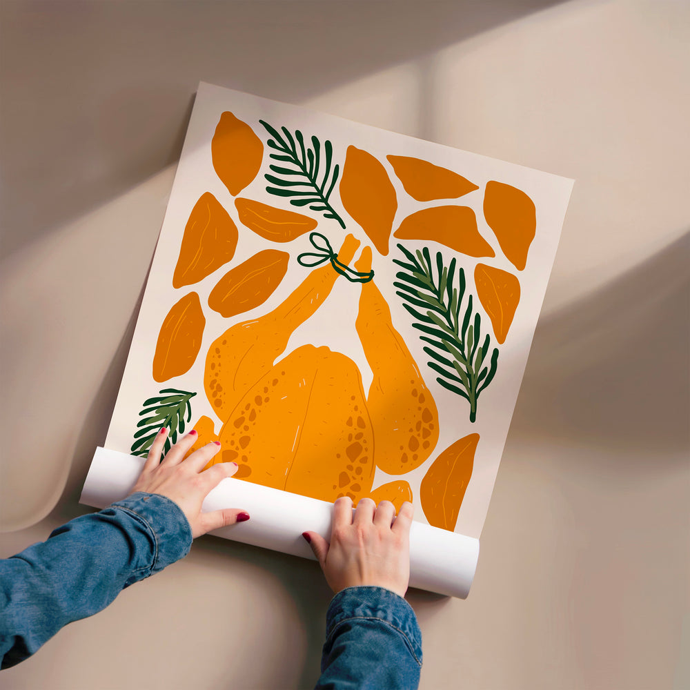 L'impression présentée en poster, sans encadrement, sur un mur neutre.