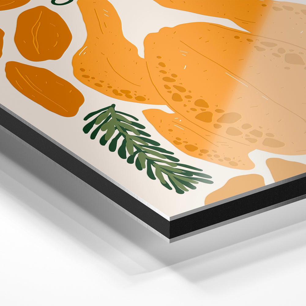 Gros plan du relief : la surépaisseur d'encre en lumière rasante sur aluminium Dibond.