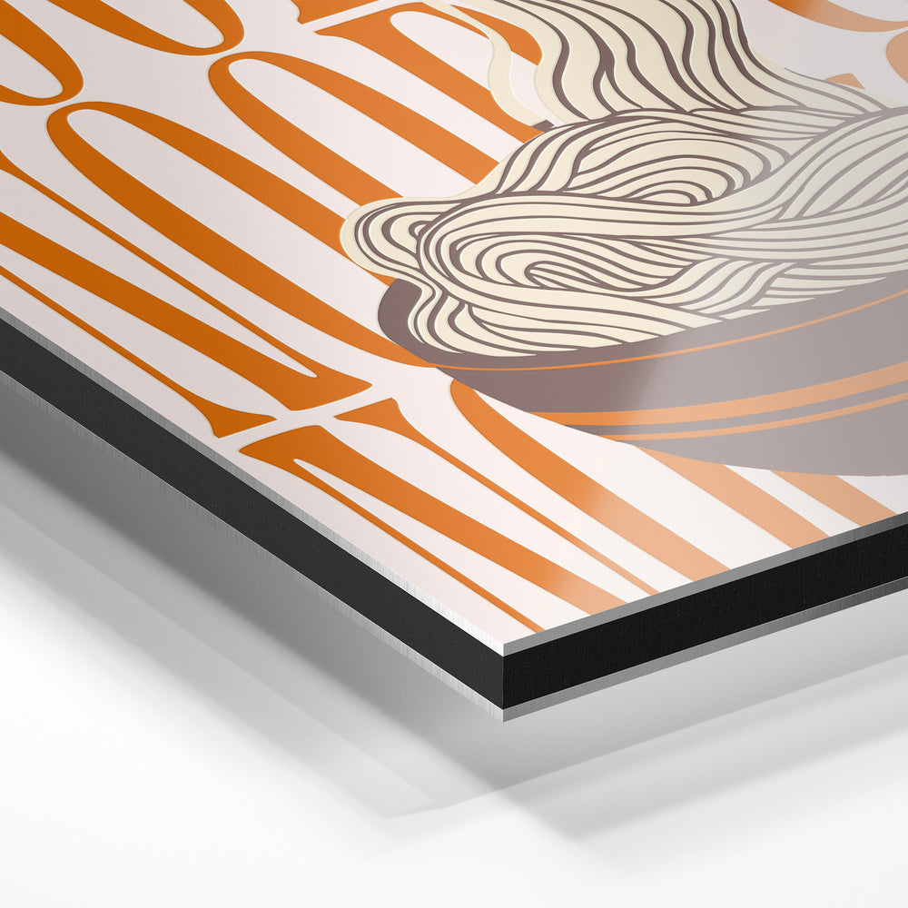 Gros plan du relief : la surépaisseur d'encre en lumière rasante sur aluminium Dibond.
