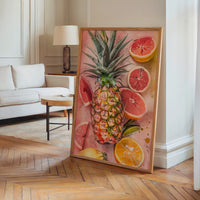 Le tableau accroché en situation dans un intérieur meublé.