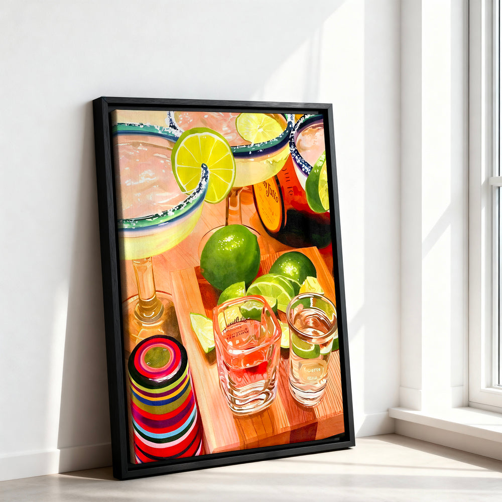 Le tableau accroché en situation dans un intérieur meublé.