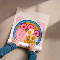 L'impression présentée en poster, sans encadrement, sur un mur neutre.