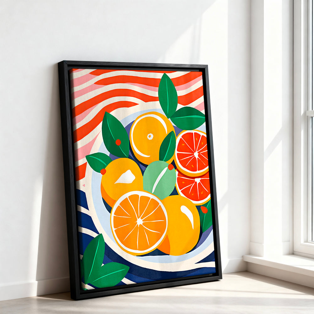 Le tableau accroché en situation dans un intérieur meublé.