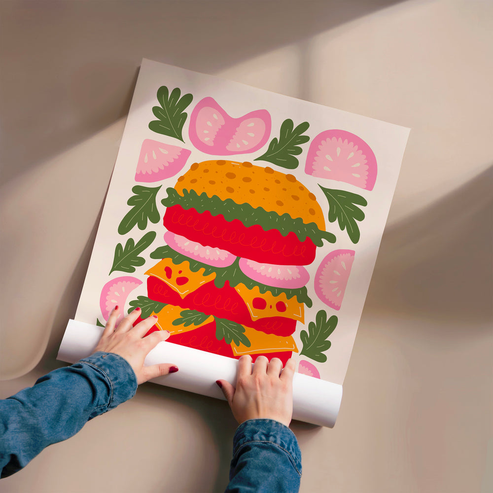 L'impression présentée en poster, sans encadrement, sur un mur neutre.