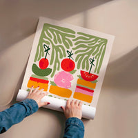 L'impression présentée en poster, sans encadrement, sur un mur neutre.