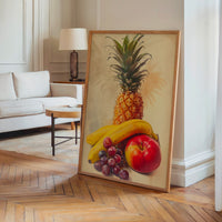 Le tableau accroché en situation dans un intérieur meublé.