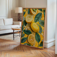 Le tableau accroché en situation dans un intérieur meublé.