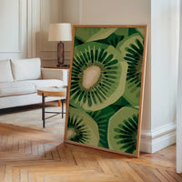 Le tableau accroché en situation dans un intérieur meublé.