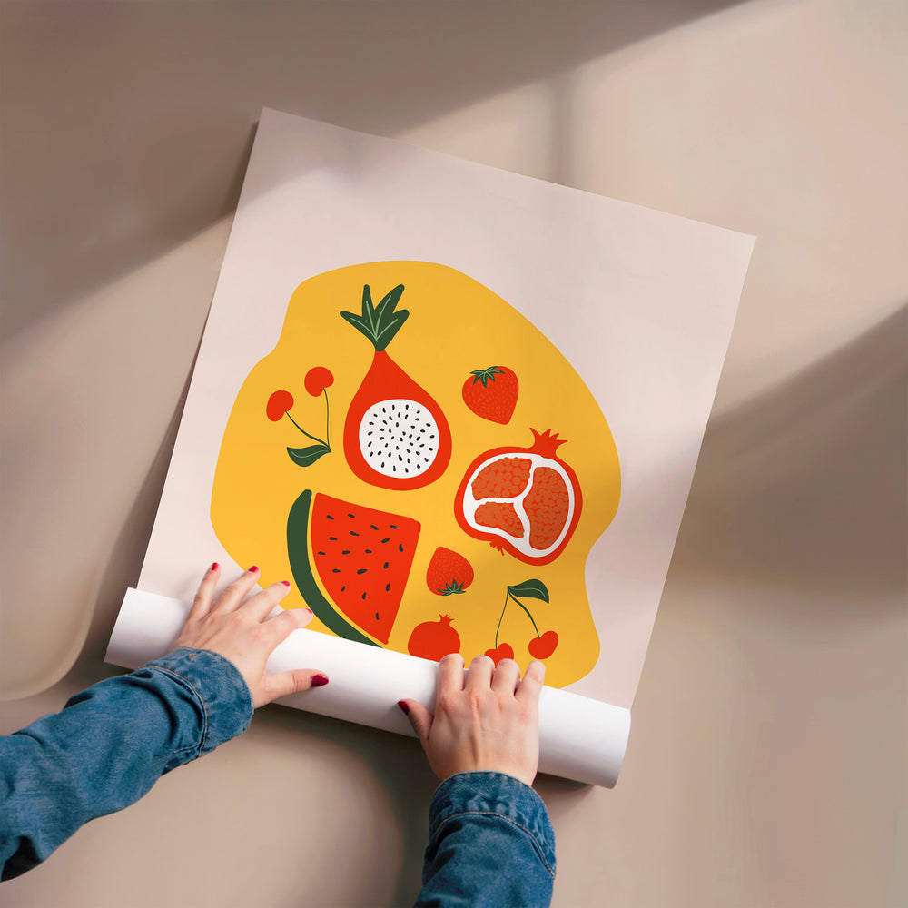 L'impression présentée en poster, sans encadrement, sur un mur neutre.