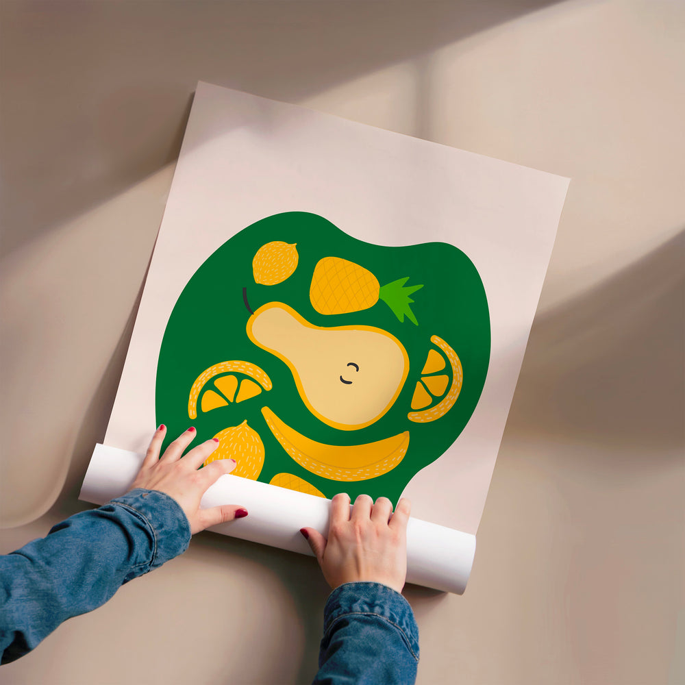 L'impression présentée en poster, sans encadrement, sur un mur neutre.