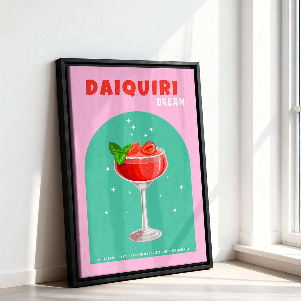 Le tableau accroché en situation dans un intérieur meublé.
