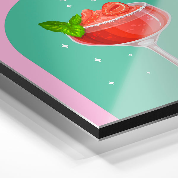 Affiche Daiquiri Dream rose et vert sauge — Aluminium Dibond relief 3D