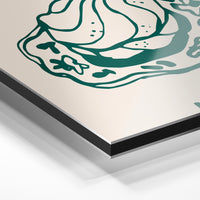 Gros plan du relief : la surépaisseur d'encre en lumière rasante sur aluminium Dibond.