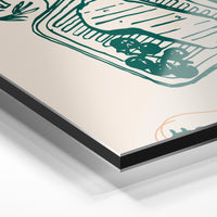 Gros plan du relief : la surépaisseur d'encre en lumière rasante sur aluminium Dibond.