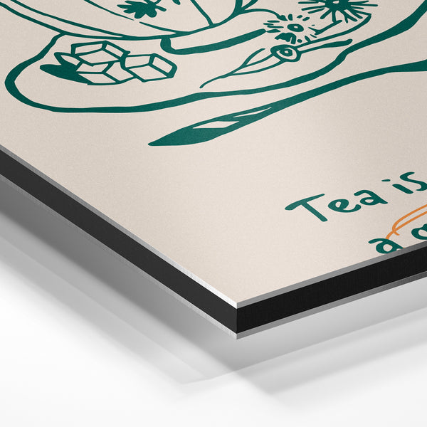 Affiche thé minimaliste, beige et vert sauge — Aluminium Dibond