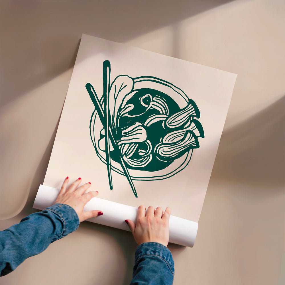 L'impression présentée en poster, sans encadrement, sur un mur neutre.