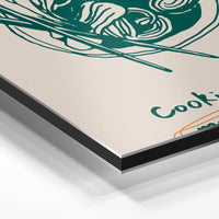 Gros plan de la matière : le tirage contrecollé sur aluminium Dibond mat, tranche visible.