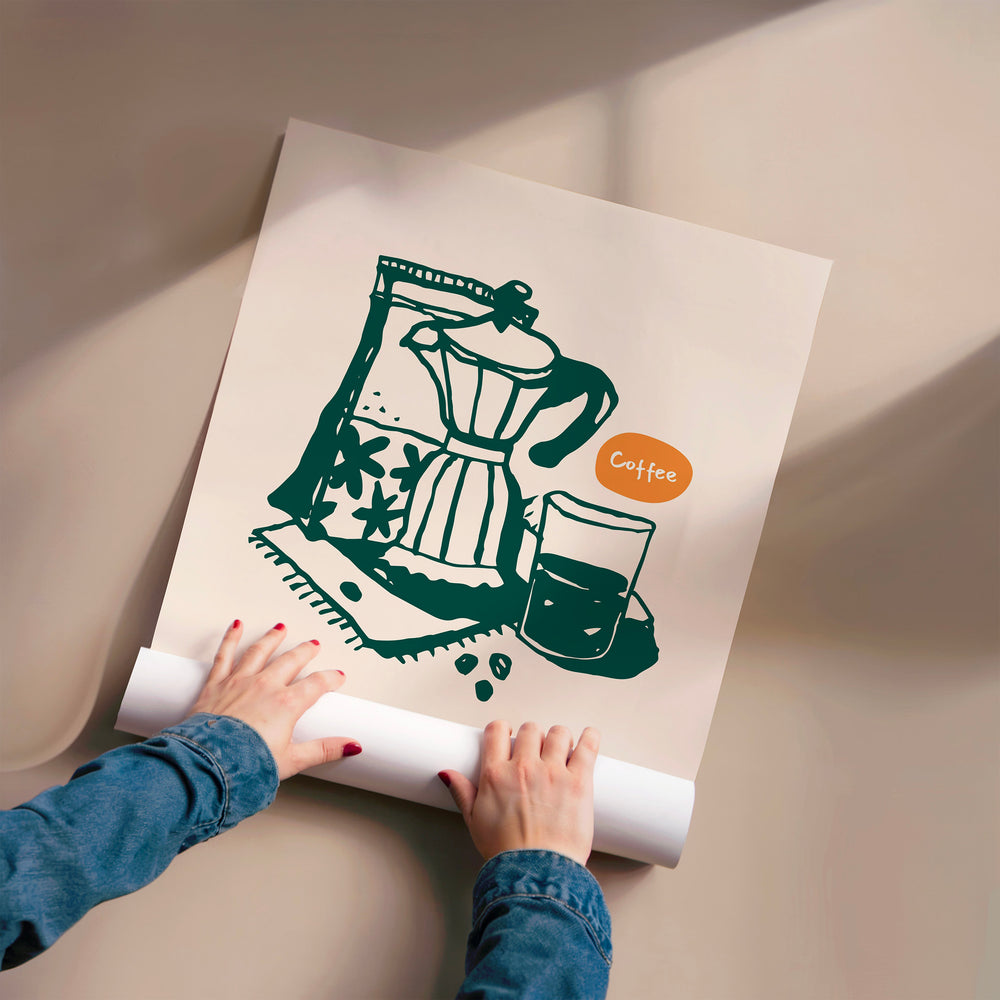 L'impression présentée en poster, sans encadrement, sur un mur neutre.