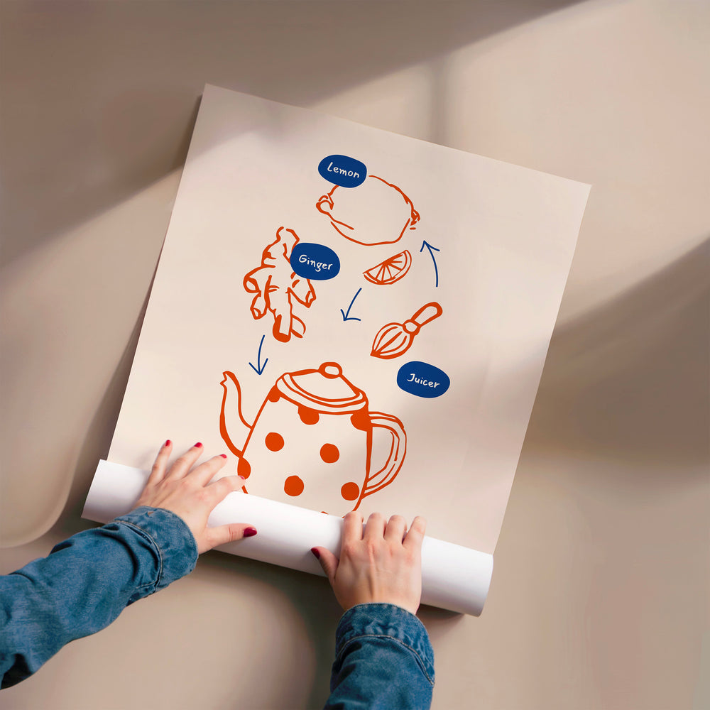 L'impression présentée en poster, sans encadrement, sur un mur neutre.