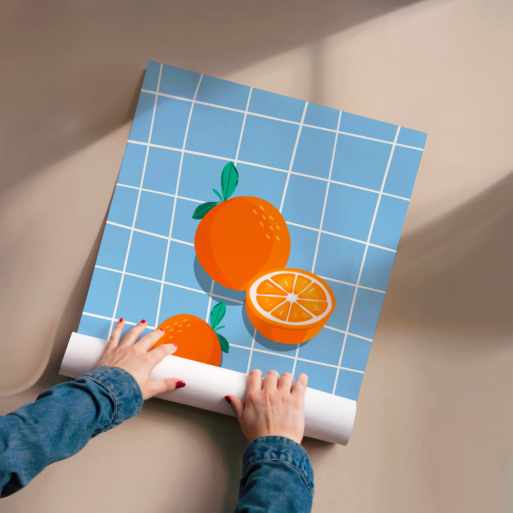 L'impression présentée en poster, sans encadrement, sur un mur neutre.