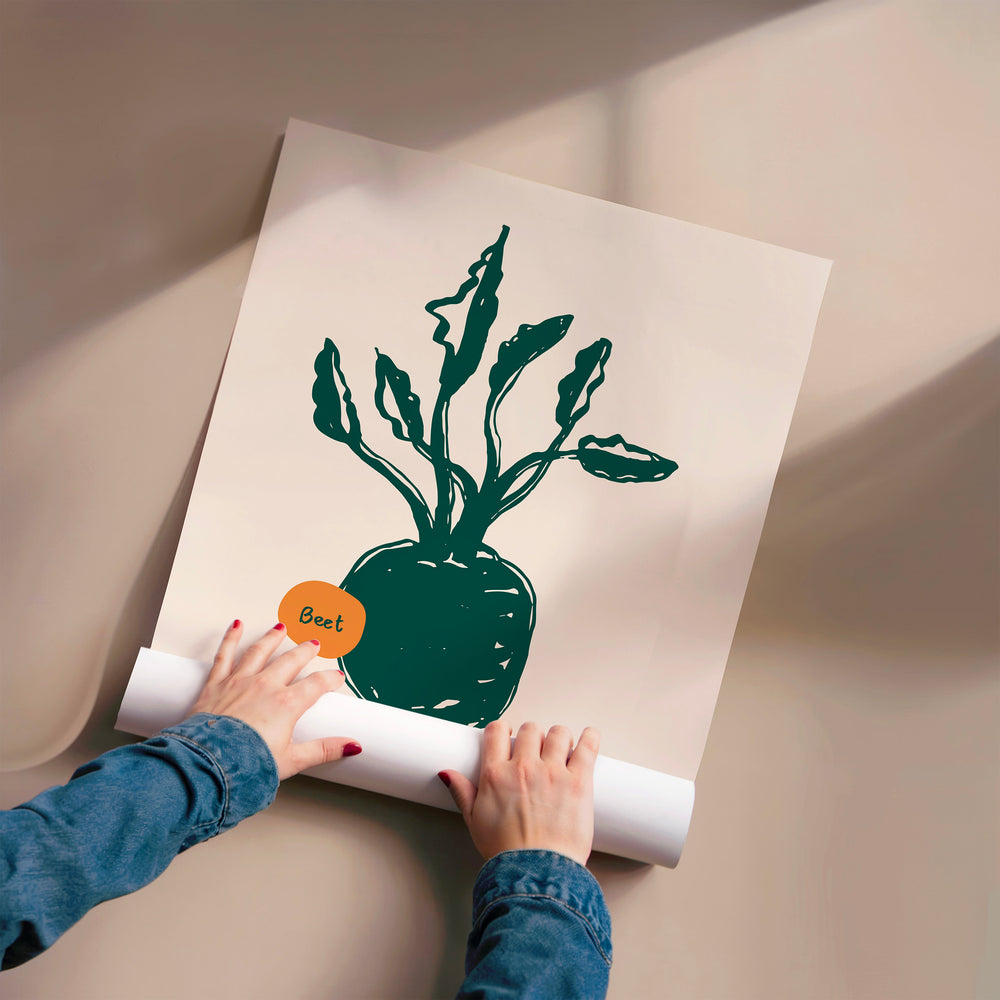 L'impression présentée en poster, sans encadrement, sur un mur neutre.