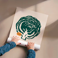 L'impression présentée en poster, sans encadrement, sur un mur neutre.