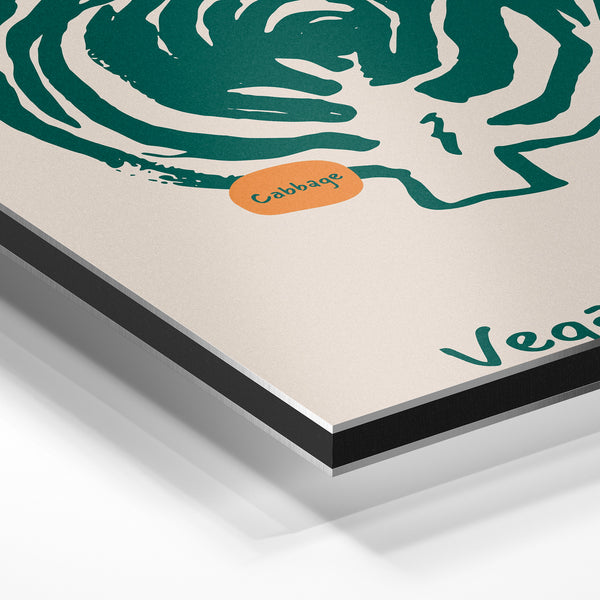 Chou vert, affiche vegan lifestyle minimaliste — Aluminium Dibond