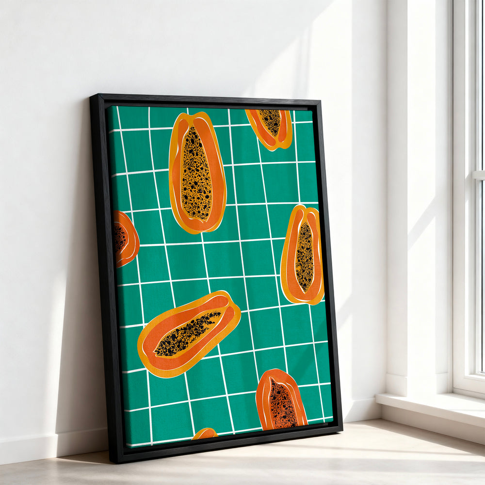 Le tableau accroché en situation dans un intérieur meublé.