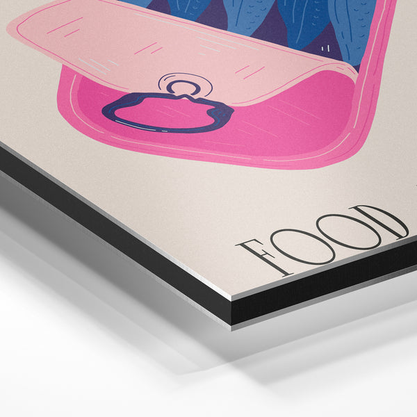 Boîte de poissons rose et bleu - Affiche minimaliste — Aluminium Dibond