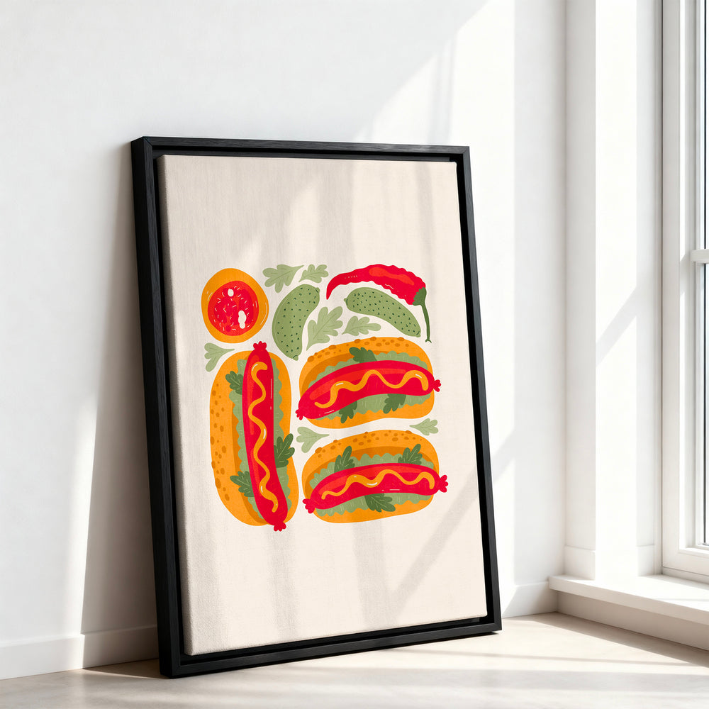 Le tableau accroché en situation dans un intérieur meublé.