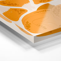 Gros plan de la matière : le tirage sous verre acrylique, tranche transparente visible.