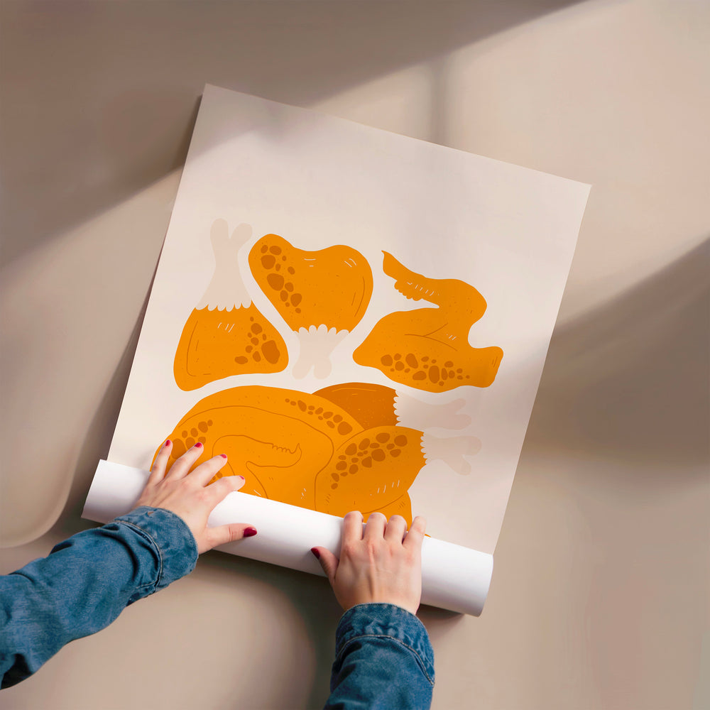 L'impression présentée en poster, sans encadrement, sur un mur neutre.