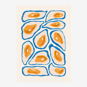 Formes organiques bleu et ocre - Art abstrait géométrique