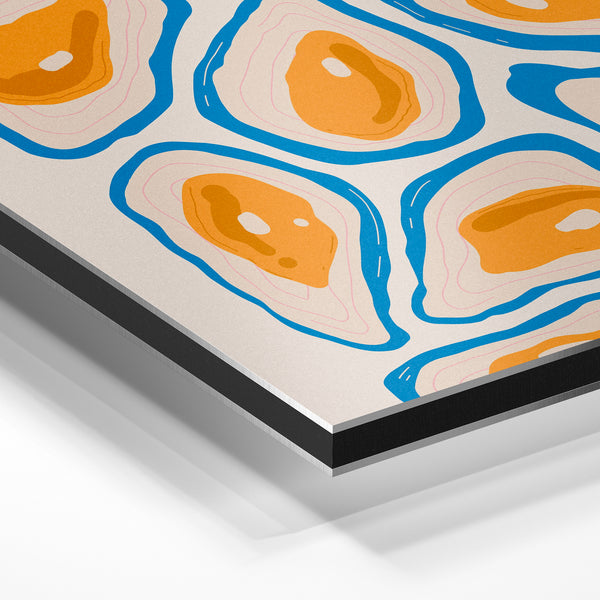 Formes organiques bleu et ocre - Art abstrait géométrique — Aluminium Dibond