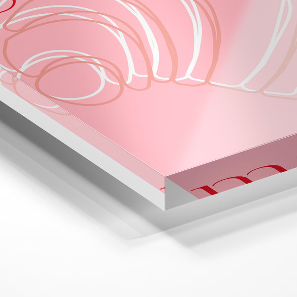 Le Matin - Affiche rose et rouge avec mains — Verre acrylique