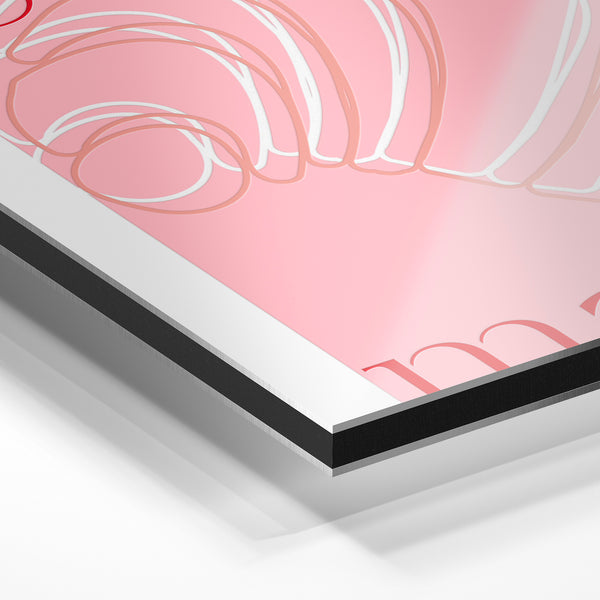 Le Matin - Affiche rose et rouge avec mains — Aluminium Dibond relief 3D